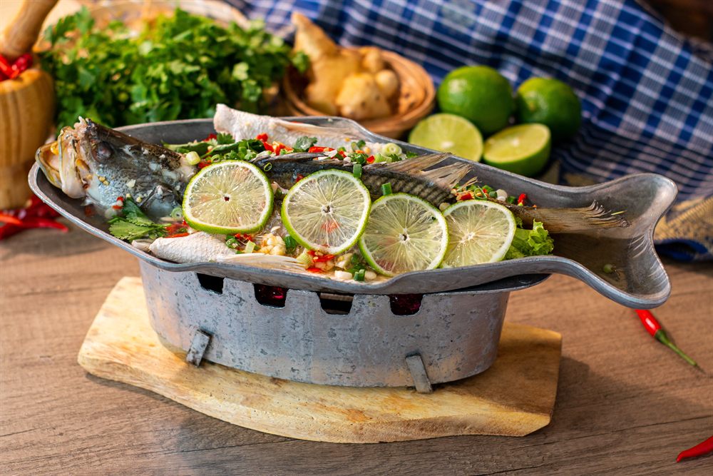 Steam Seabass with Lime and Chilli