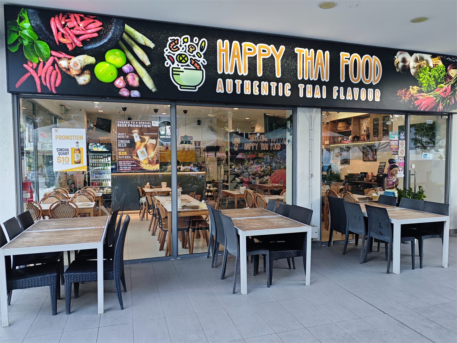 The Happy Thai Food shopfront at Sembawang, in Victory 8.